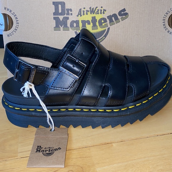 AUTH NIB DR. MARTENS ABEL BLACK PLATFORM SANDAL - Picture 2 of 14